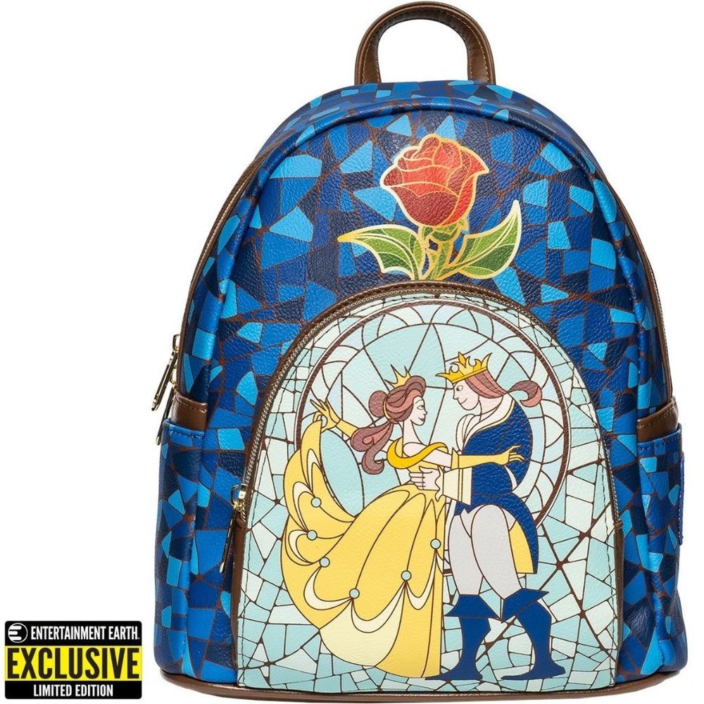 Beauty and the Beast Stained-Glass Window Mini-Backpack Loungefly Exclusive New